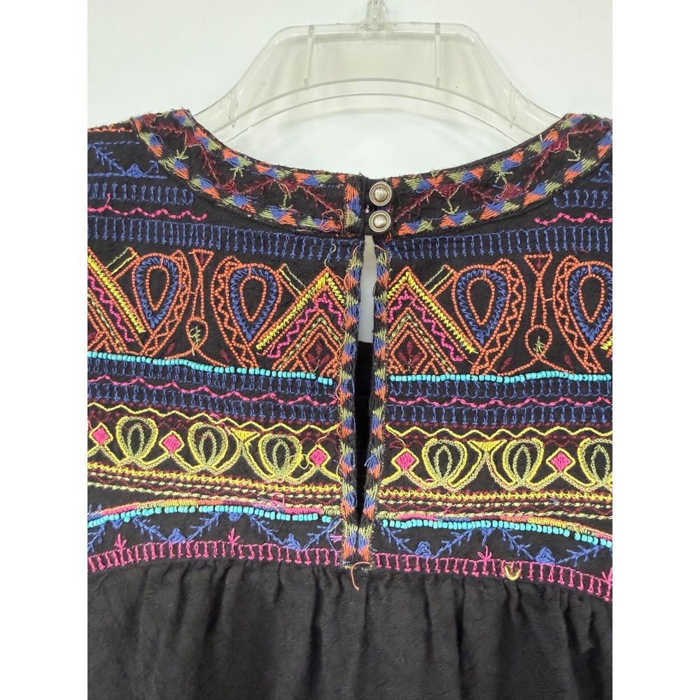 Anthropologie Akemi+Kin Mesa Black Embroidered Top Size 6 Boho Festival Peasant - Picture 3 of 9